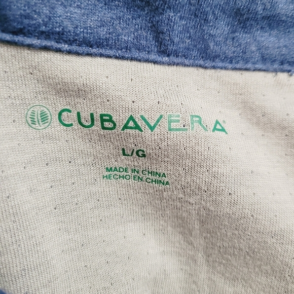 Cubavera Mens Blue Viscose Cotton Button Front Shirt Size Large *see Pic Hole* - Picture 7 of 8